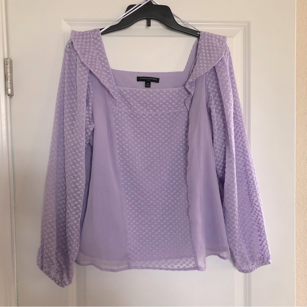 Banana Republic Purple Long Sleeve Blouse, Size Medium